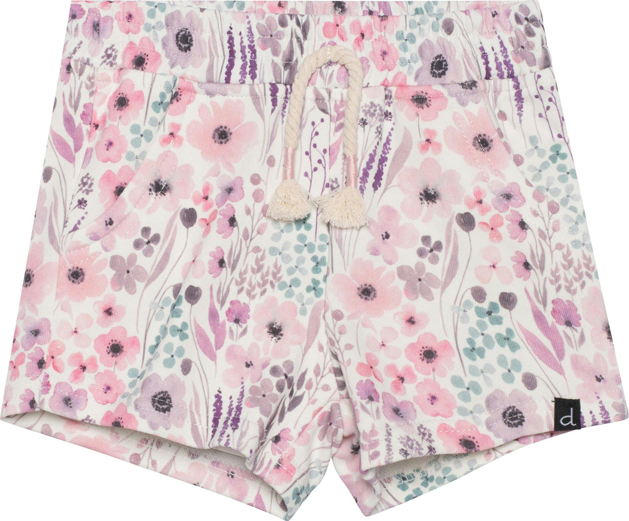 Product image for Printed Watercolor Flowers Shorts with Pocket - Little Girls