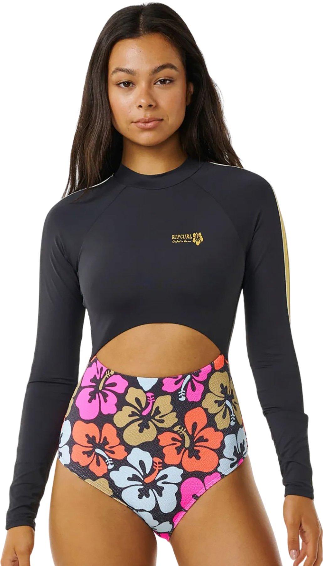 Image de produit pour Maillot de surf une pièce à manches longues Hibiscus Heat Splice - Femme