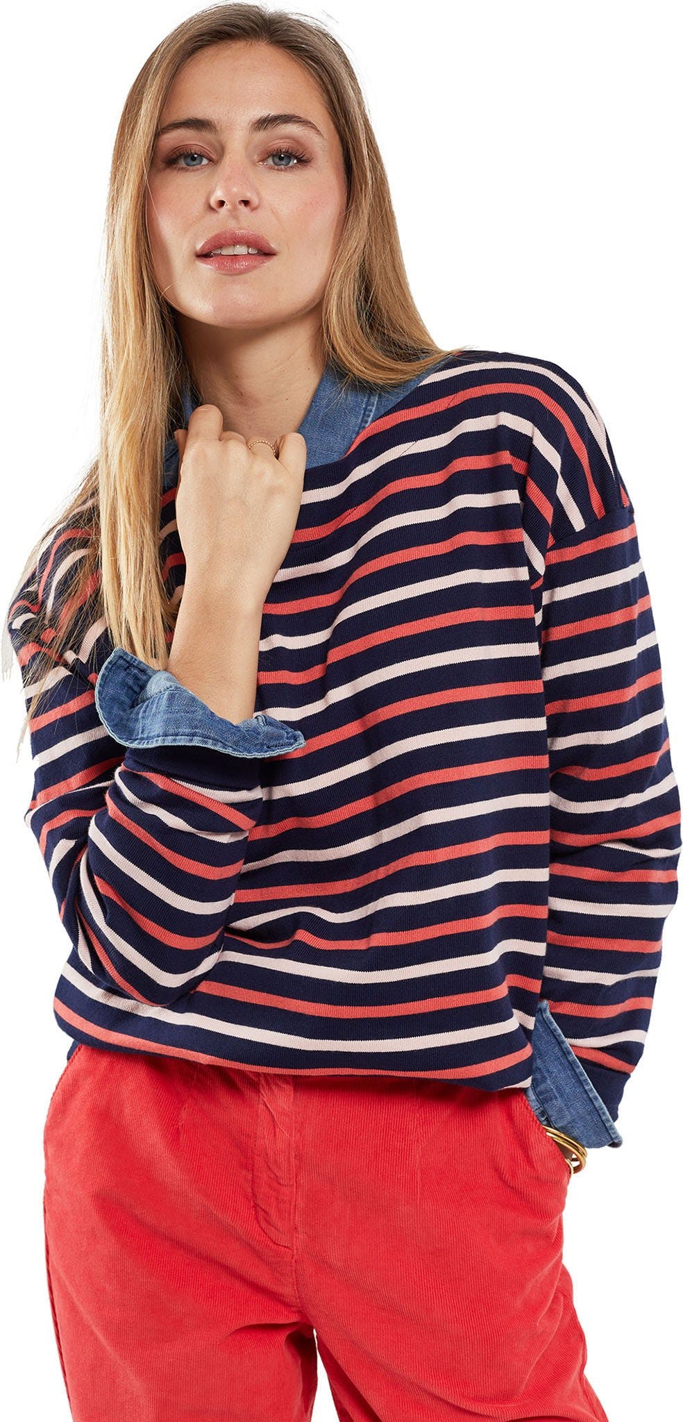 Product image for Rustic Cotton Breton Tricolor Striped Jersey - Women's