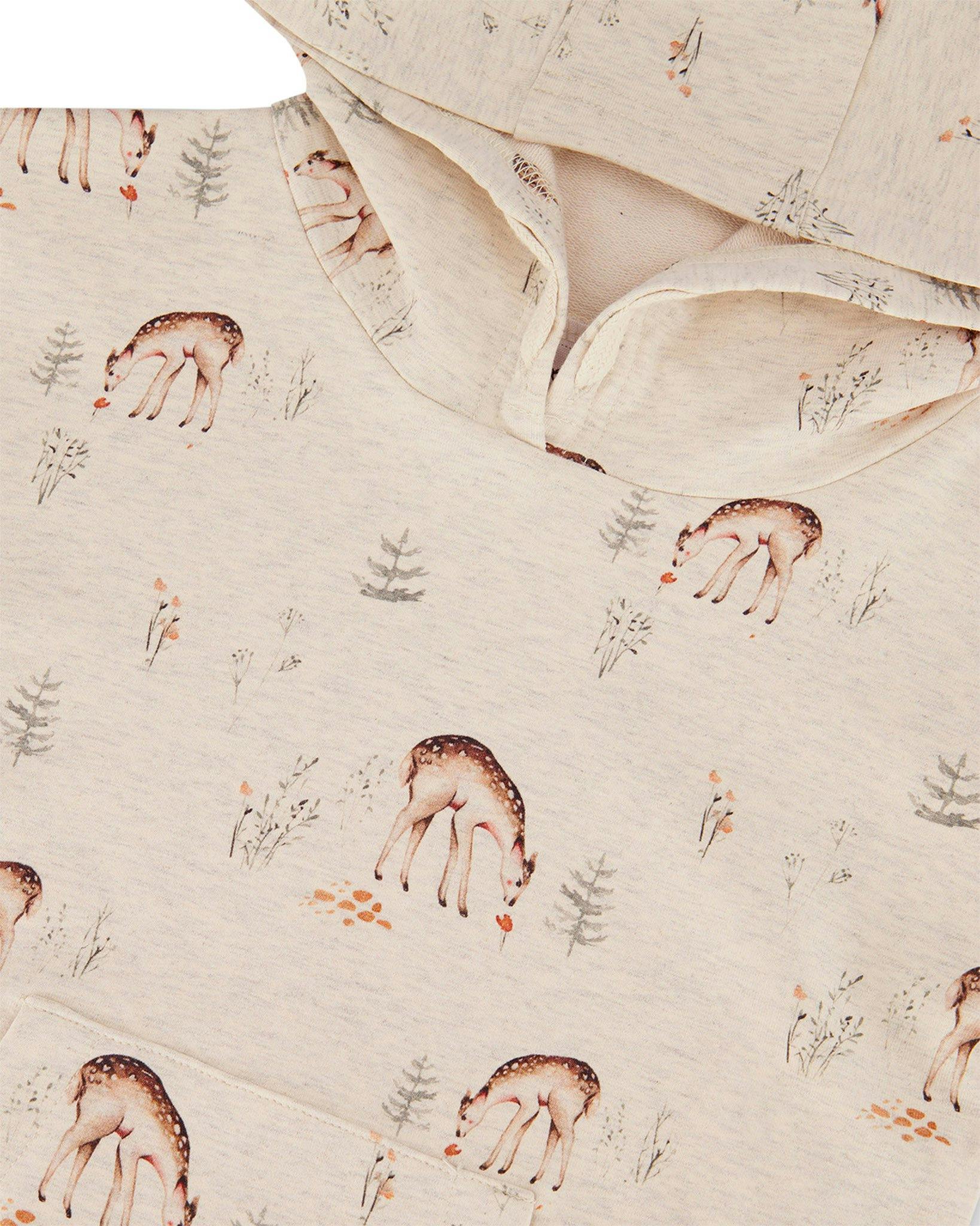 Product gallery image number 2 for product Deer Print Hooded French Terry Dress - Little Girls