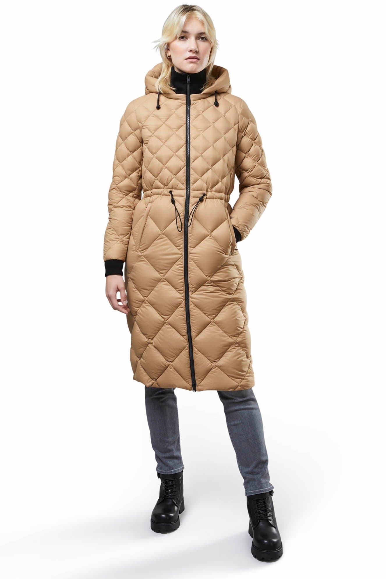 Image de produit pour Manteau aux mollets en duvet léger durable avec capuchon Aime - Femme