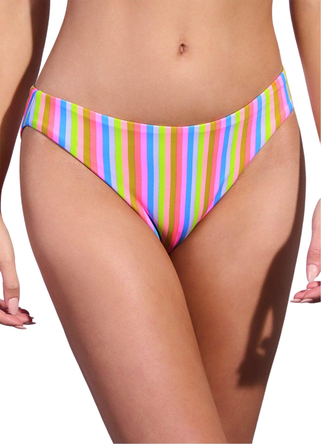 Image de produit pour Bas de bikini classique à rayures arc-en-ciel Sublimity - Femme