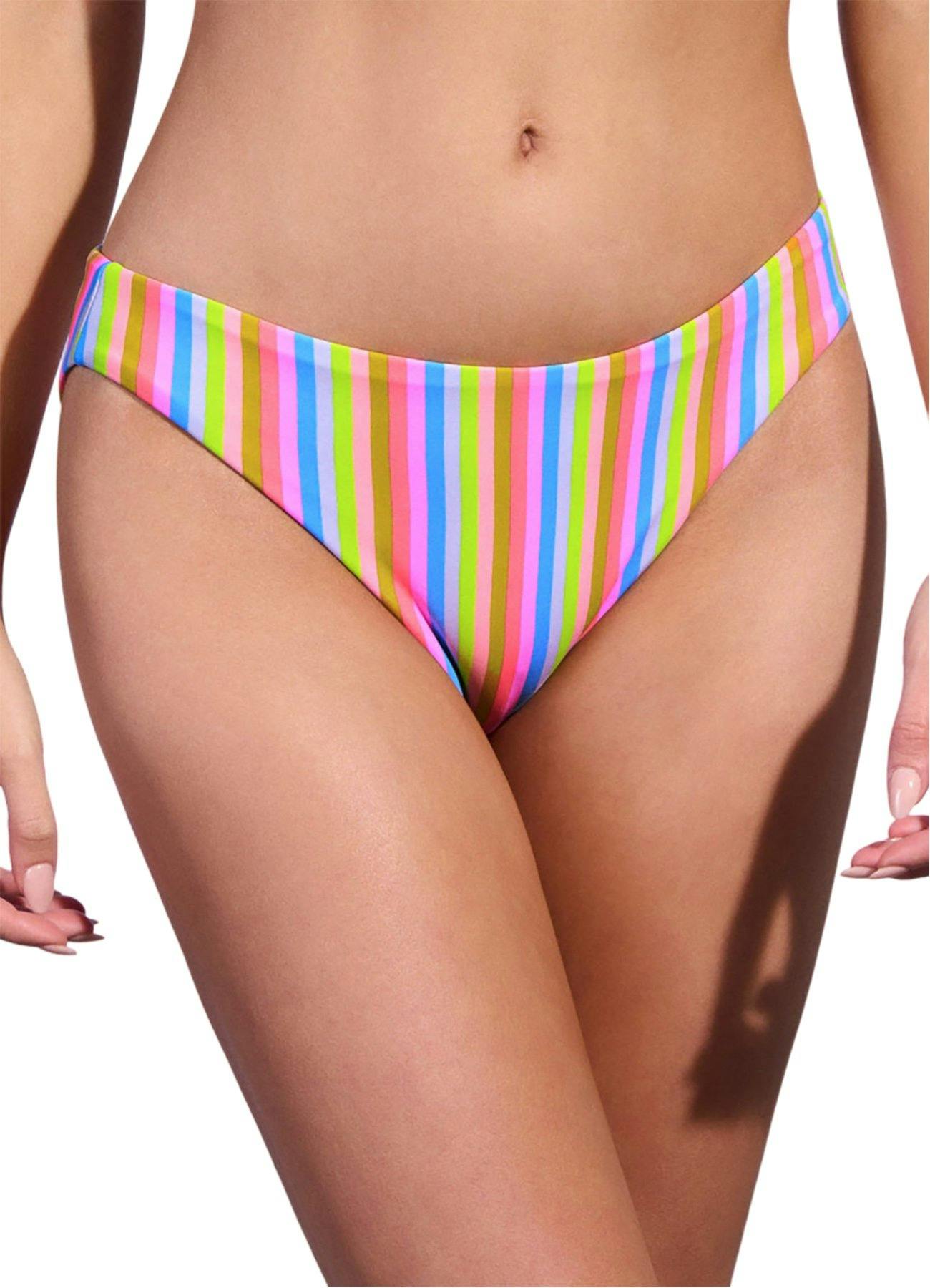 Numéro de l'image de la galerie de produits 1 pour le produit Bas de bikini classique à rayures arc-en-ciel Sublimity - Femme