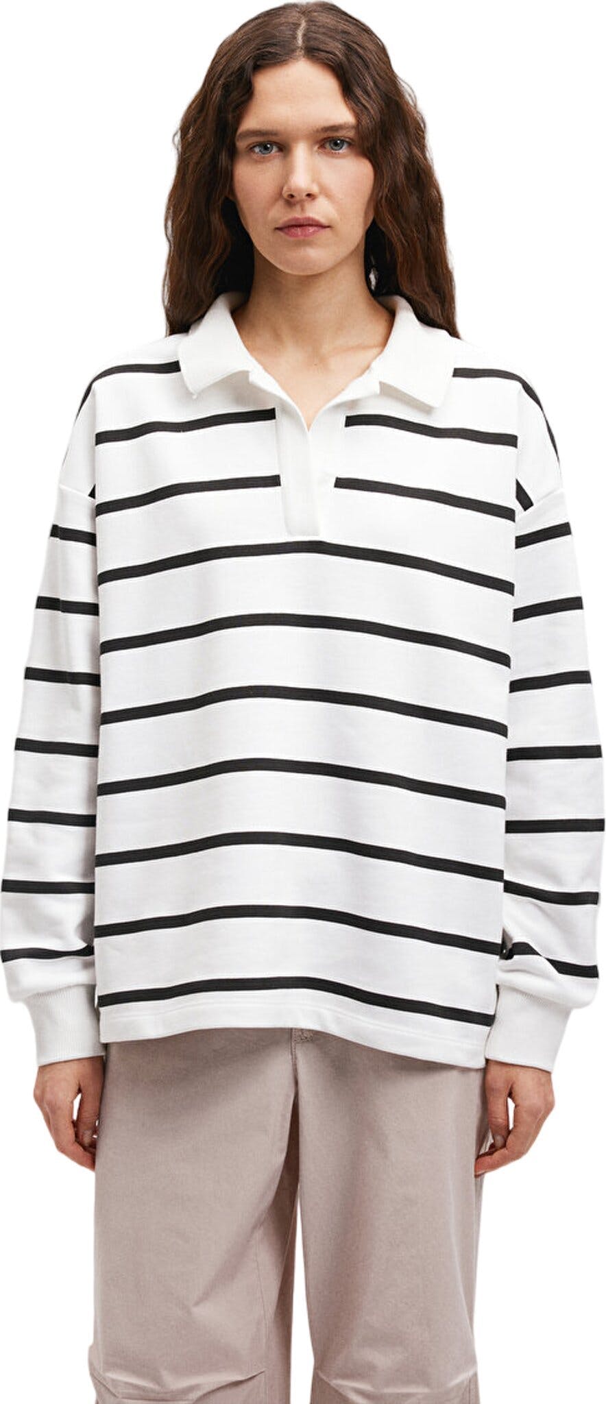 Product image for Long Sleeve Striped Polo Sweatshirt - Women's
