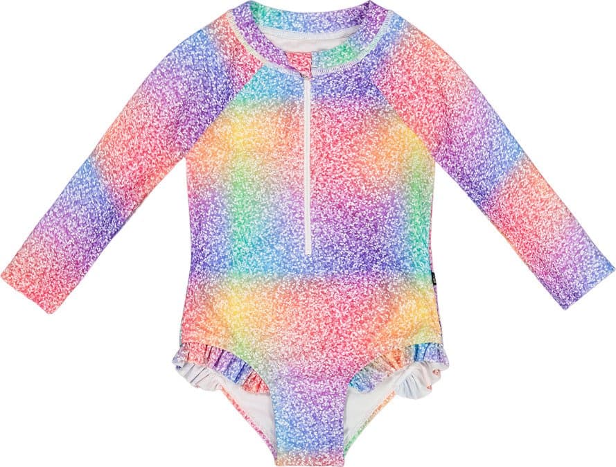 Product image for Long Sleeves Printed One Piece Rashguard - Little Girls