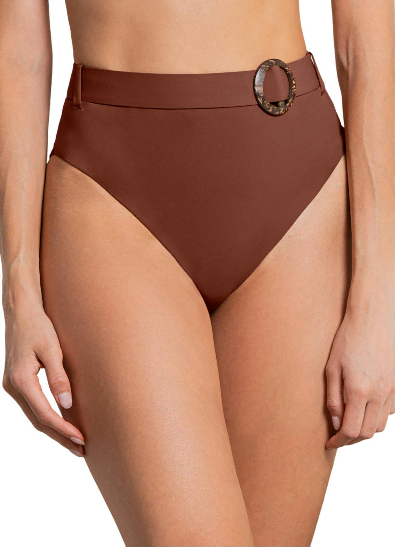 Image de produit pour Bas de bikini taille haute/jambe haute Whitney Moccachino - Femme