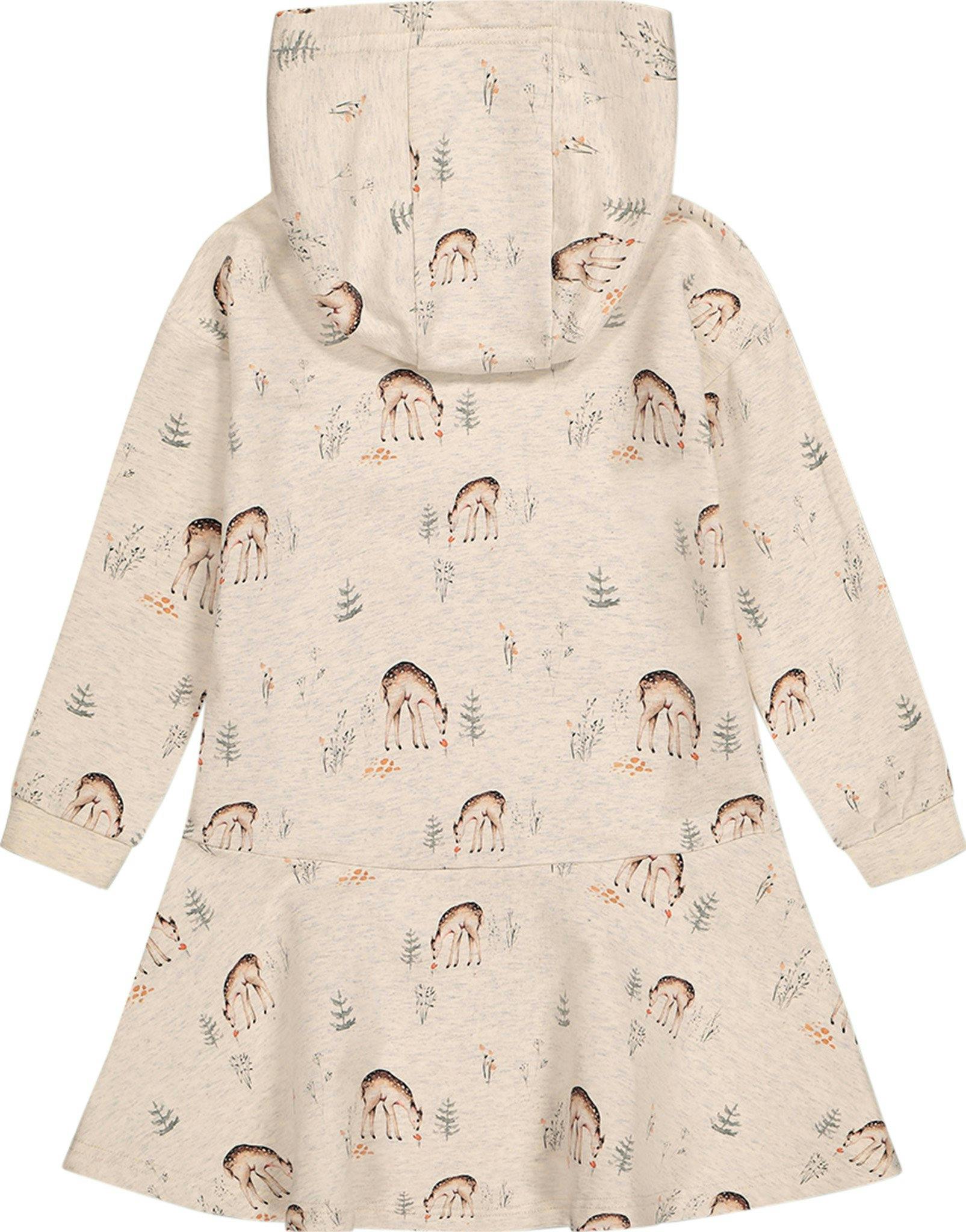 Product gallery image number 3 for product Deer Print Hooded French Terry Dress - Little Girls