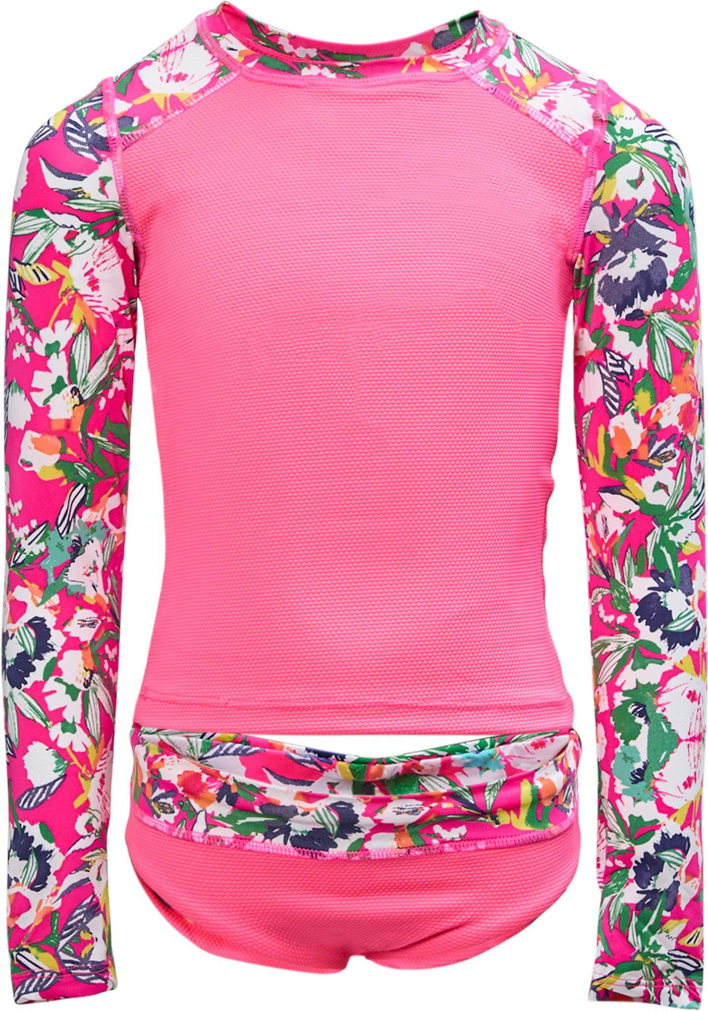 Product image for Odyssey Fuchsia Dianthus Long Sleeve Rashguard - Girls