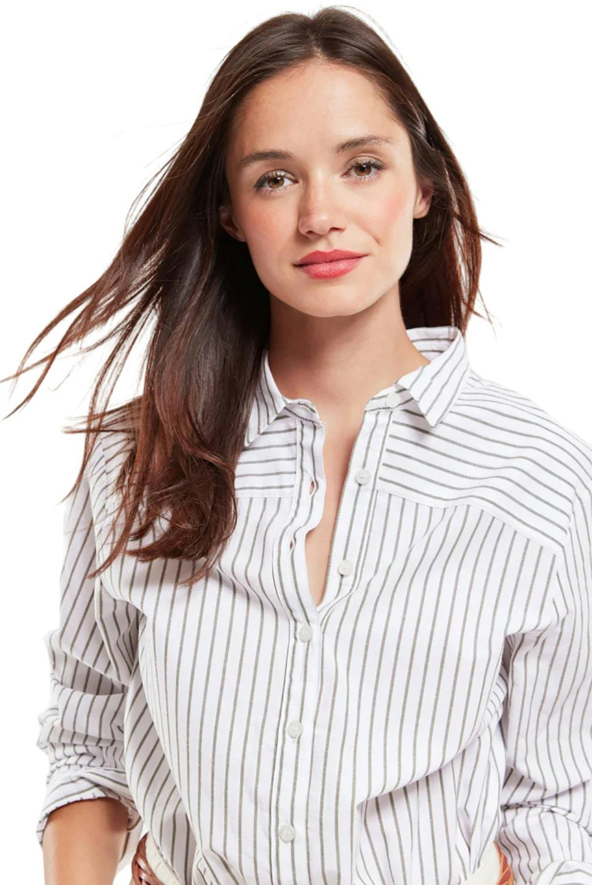 Product gallery image number 3 for product Cotton and Linen Striped Shirt - Women's