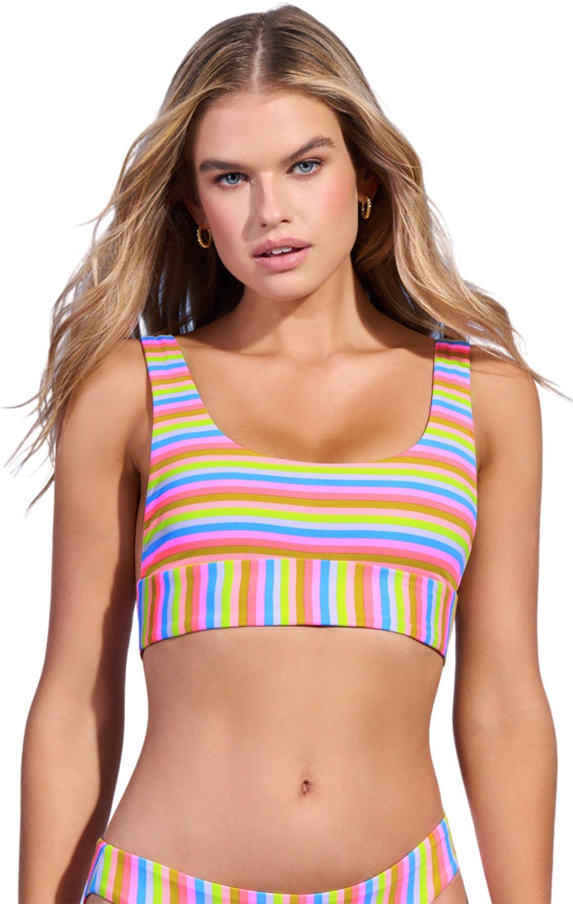 Product image for Donna Rainbow Stripe Sporty Bralette Bikini Top - Women's