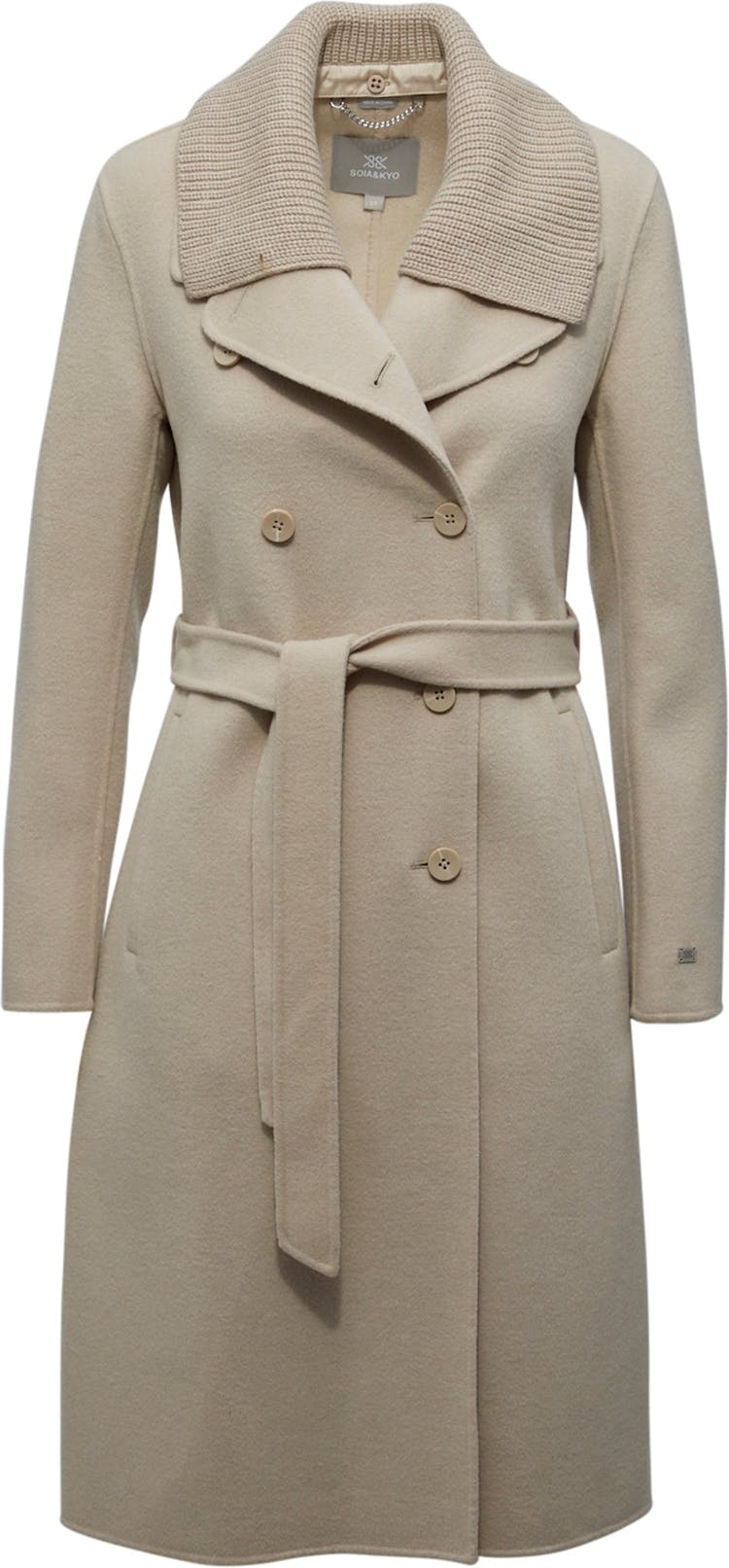 Product gallery image number 1 for product Anna Double-Face Wool Coat with Detachable Chunky Knit Collar - Women's